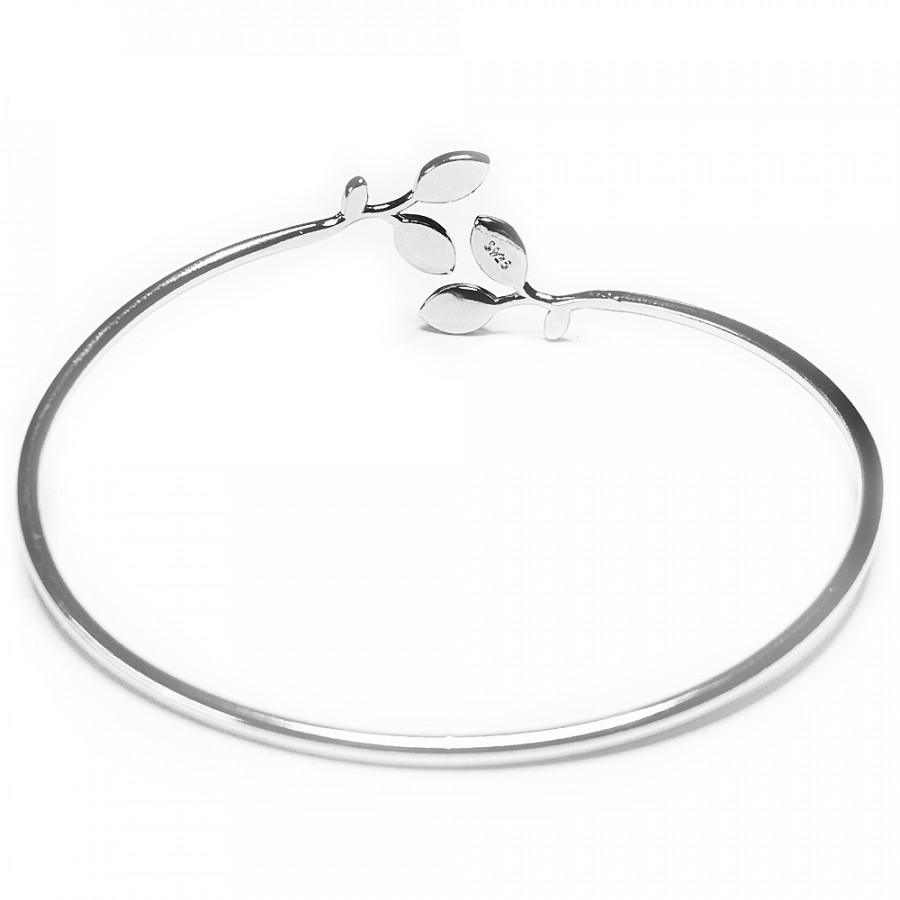 Armreif Luonnon Voima Armband verstellbar grüne Opale in 925 Silber Blätter verziert - Catch Get It Lifestyle