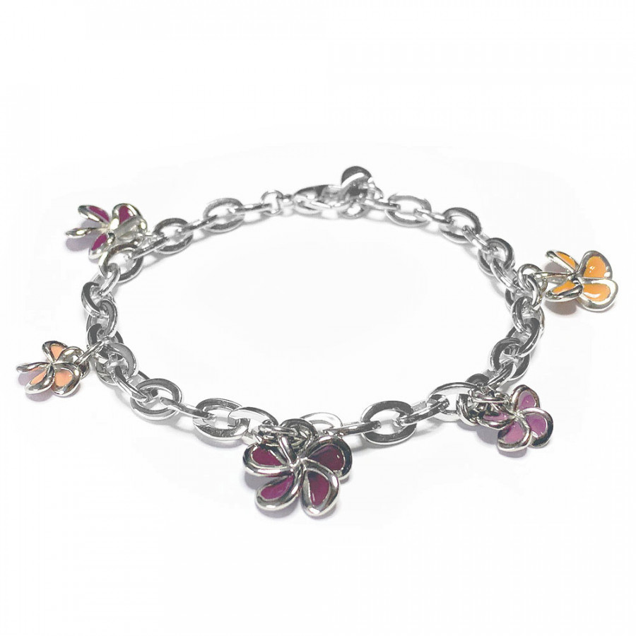 Charm bracelet Flowery Rosetta stainless steel bracelet colored flowers - Catch Get It Lifestyle