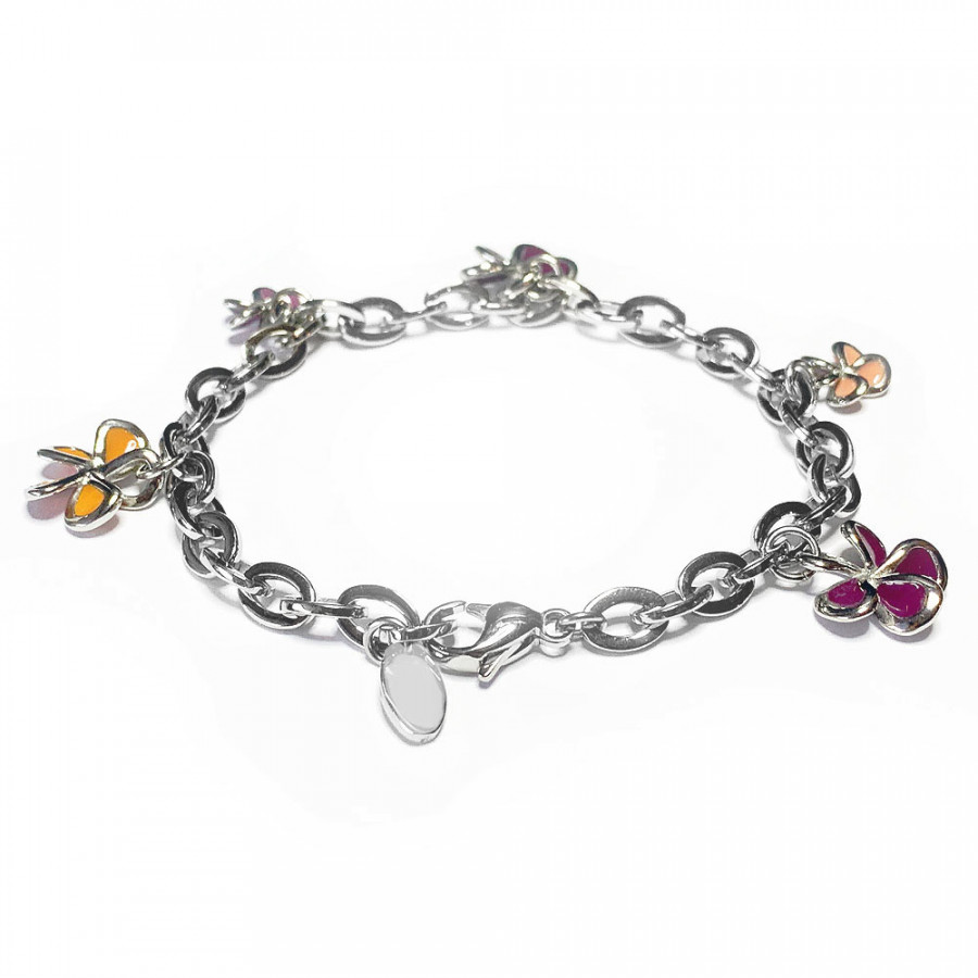 Charm bracelet Flowery Rosetta stainless steel bracelet colored flowers - Catch Get It Lifestyle