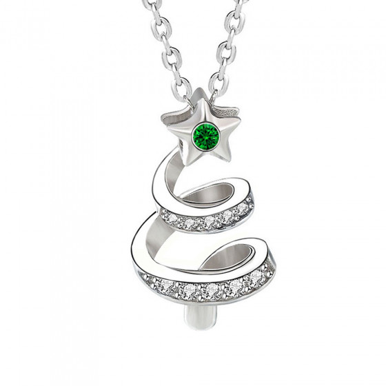Necklace Loistava Tähti Christmas tree with star and zirconia as tree balls in silver - Catch Get It Lifestyle
