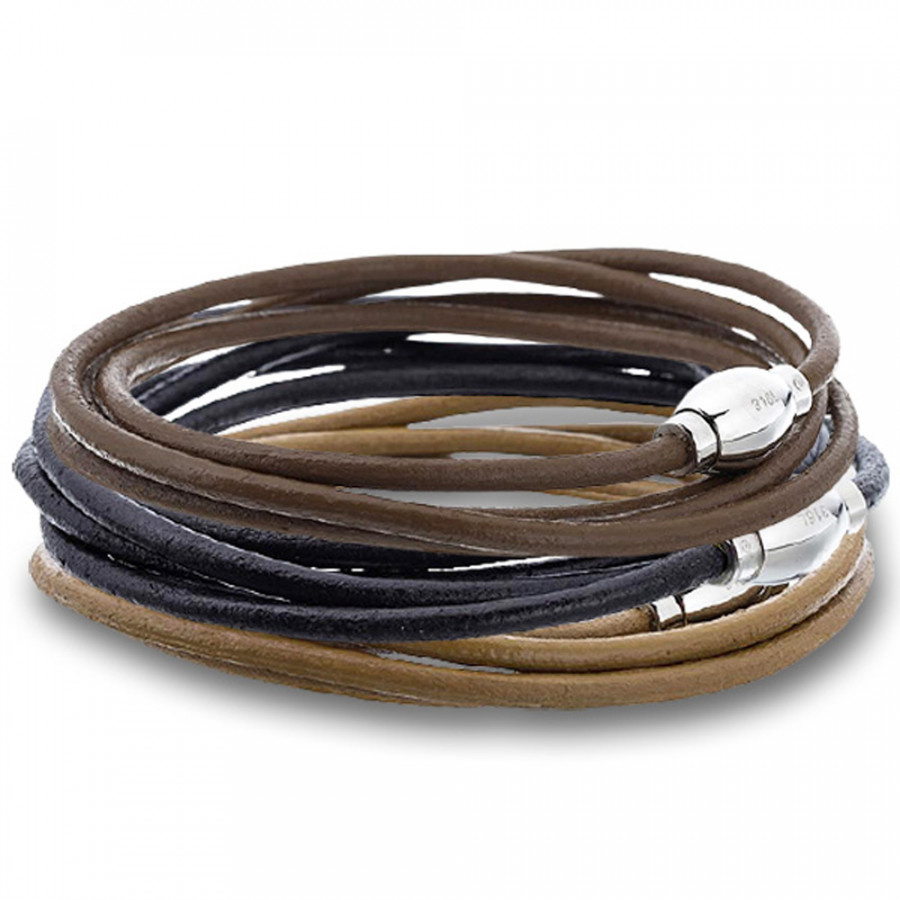 Wickelarmband Kevyt Teräs dunkel braun Lederarmband glatt Leder Edelstahl - Catch Get It Lifestyle