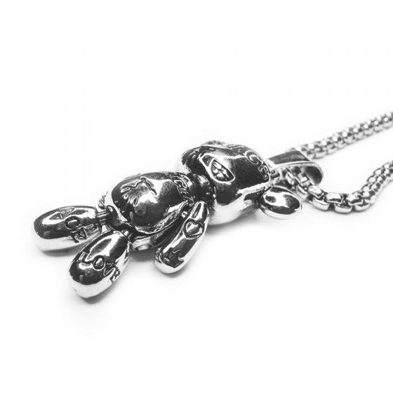 Necklace Little Peace and Love decorated moving teddy bear vintage stainless steel - Catch Get It Lifestyle