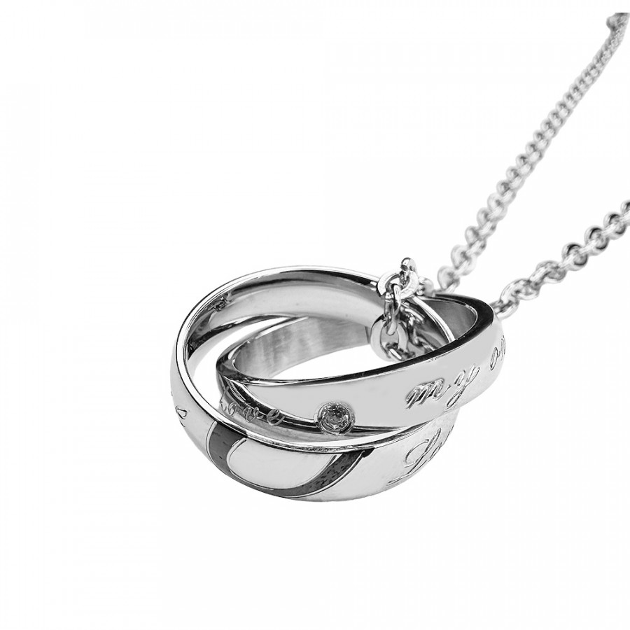 Necklace Eternal Love two intertwined rings stainless steel silver black - Catch Get It Lifestyle