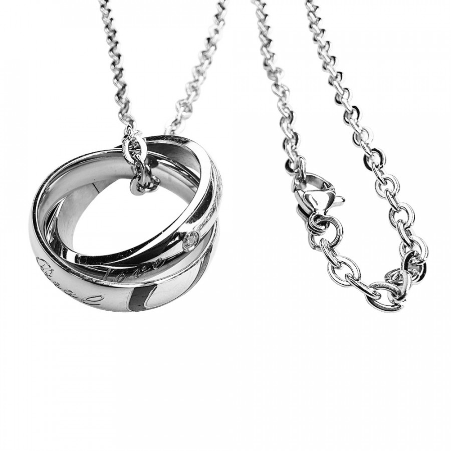 Set Necklace Eternal Love two intertwined rings stainless steel silver black rose gold - Catch Get It Lifestyle