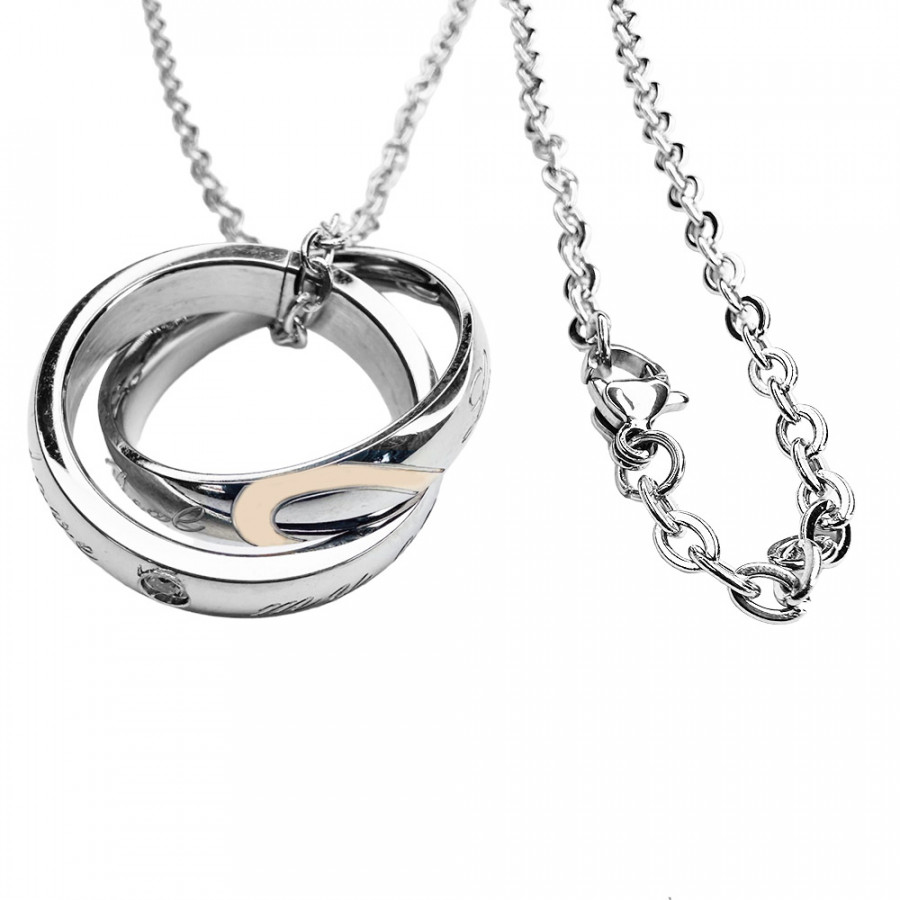 Set Necklace Eternal Love two intertwined rings stainless steel silver black rose gold - Catch Get It Lifestyle