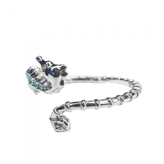 Ring Merien Kauneus Seahorse 925 silver adjustable zirconia white and turquoise - Catch Get It Lifestyle