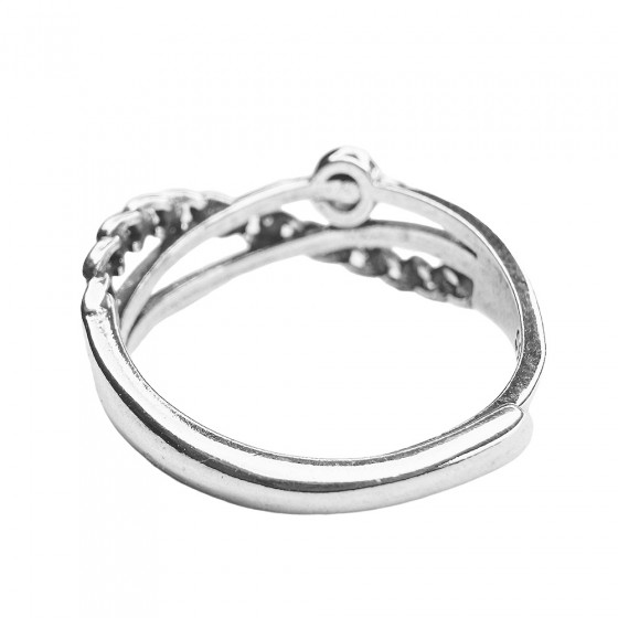 Ring Tiukasti Kiinni verstellbar modern verziert mit Kette und Gürtelschnalle in 925er Silber - Catch Get It Lifestyle