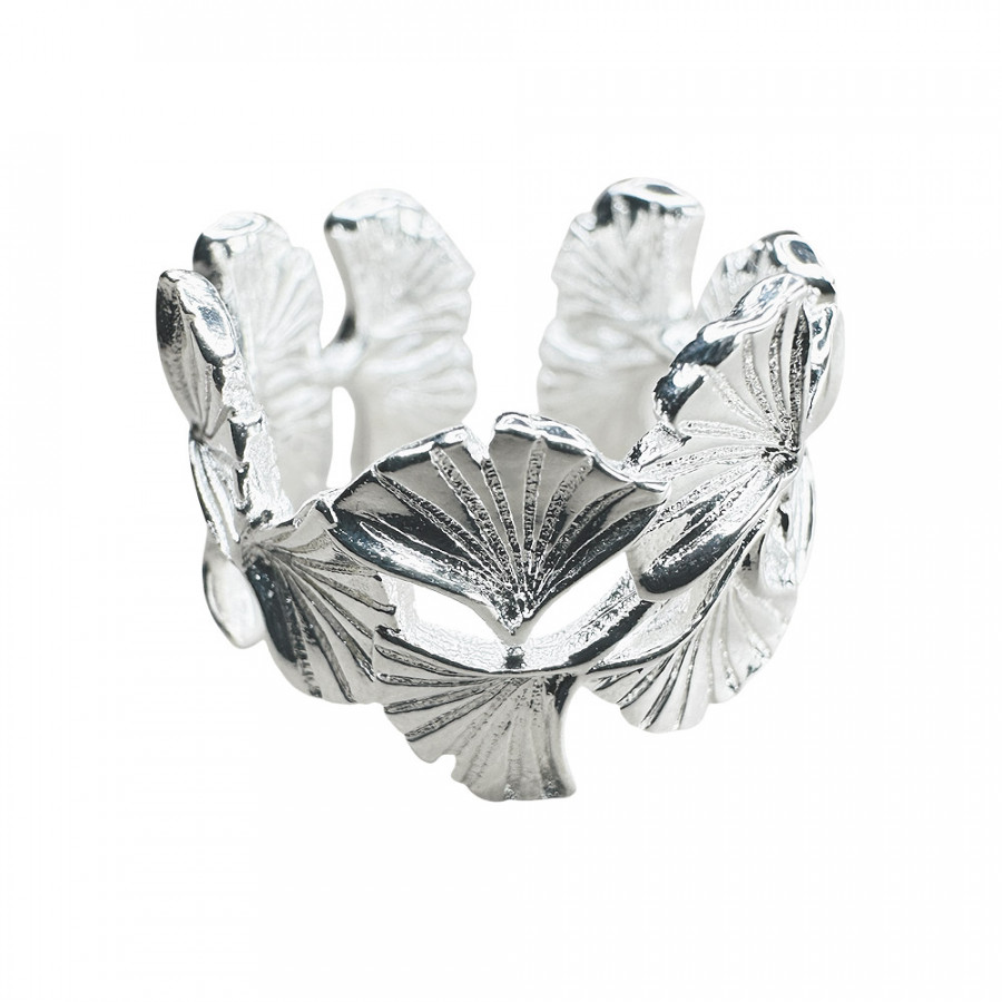 Ring Luonnon Tapoja große Ginkgo Blätter verstellbar in 925 Silber - Catch Get It Lifestyle