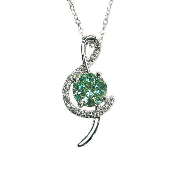 Halskette Musiikin Ääni Musiknote verziert Zirkonia 1 Karat blau grüner Moissanit in 925 Silber - Catch Get It Lifestyle