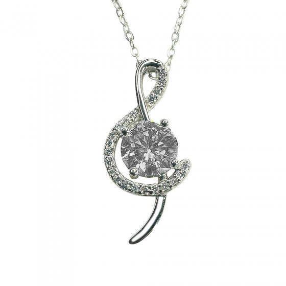 Necklace Musiikin Ääni Musical Note decorated Zirconia 1 carat white Moissanite in 925 silver - Catch Get It Lifestyle