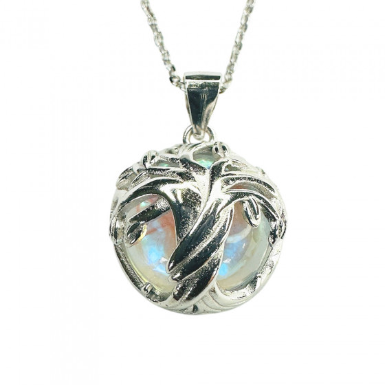 Halskette Elämänpuun Joustavuus Lebensbaum in 925 Silber mit Mondstein - Catch Get It Lifestyle