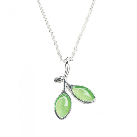 Necklace Luonnon Voima green opals decorated in 925 silver leaves - Catch Get It Lifestyle
