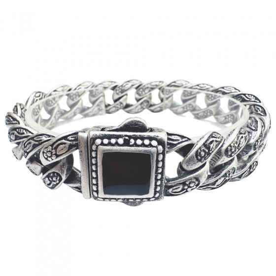 Armband Aatelinen Vintage mit floralen Verzierungen Panzerkette breit Edelstahl - Catch Get It Lifestyle