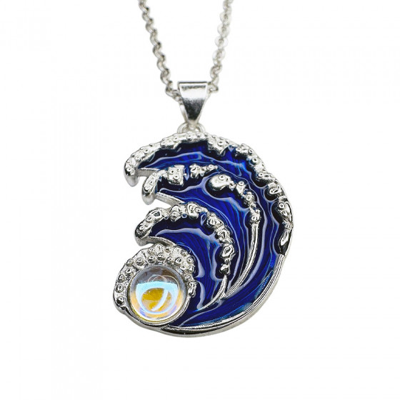 Halskette Täydellinen Aalto Meeres Welle Surfer Welle 925 Silber mit Mondstein - Catch Get It Lifestyle