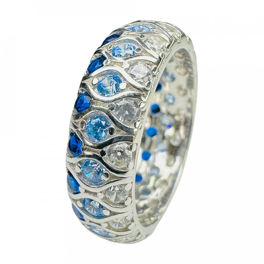 Ring Jääkylmä Enkeli Memory 925 Sterling Silber mit Zirkonia in Blau Eis Blau Weiß - Catch Get It Lifestyle