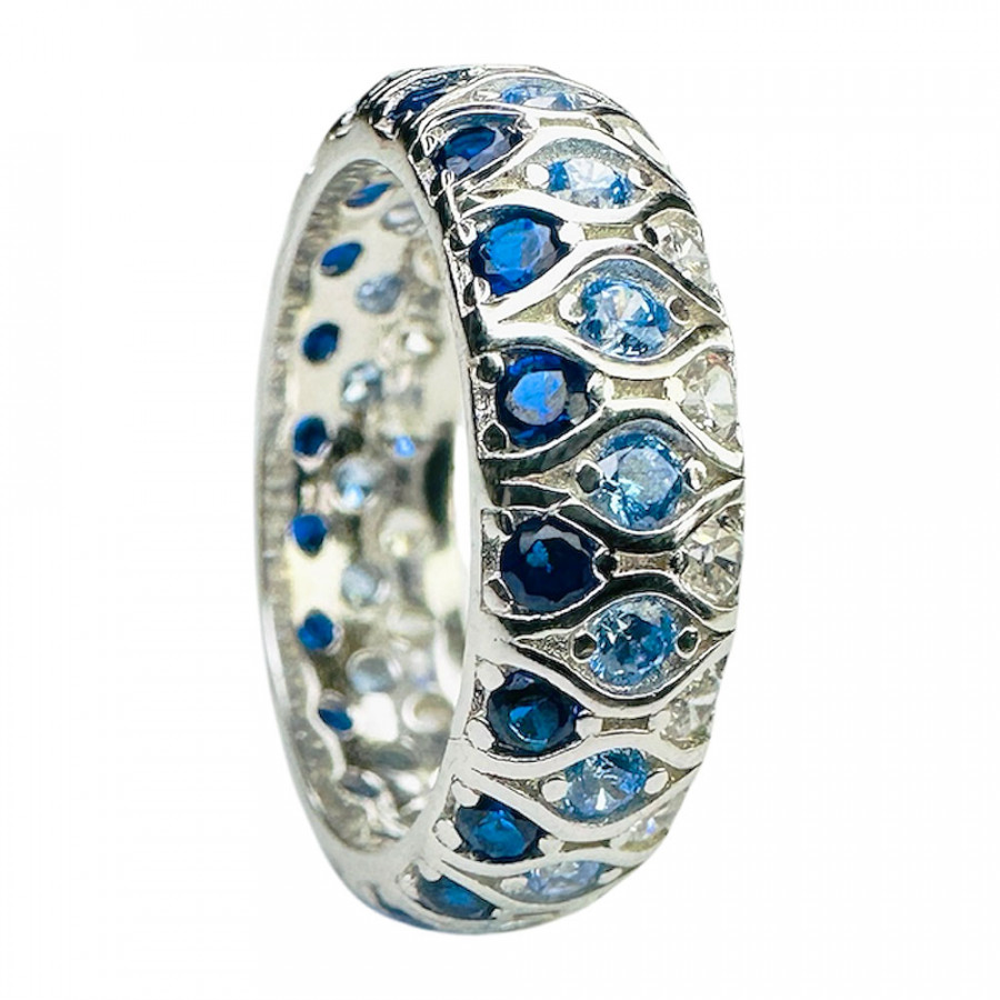 Ring Jääkylmä Enkeli Memory 925 Sterling Silber mit Zirkonia in Blau Eis Blau Weiß - Catch Get It Lifestyle