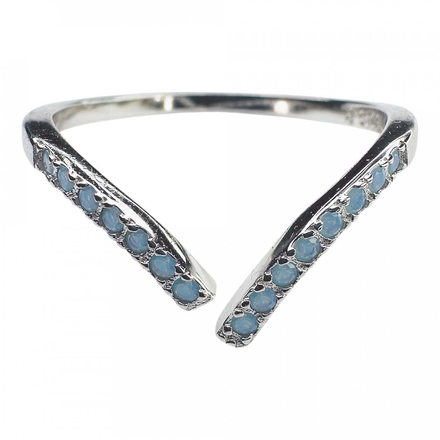 Ring Kulmikas geometrische Form 925 Sterling Silber hellblaue Opale verstellbar - Catch Get It Lifestyle