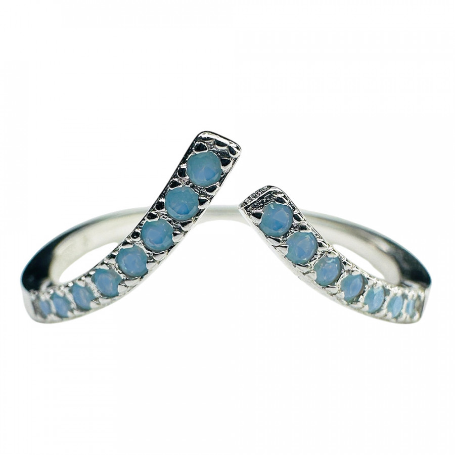 Ring Kulmikas geometrische Form 925 Sterling Silber hellblaue Opale verstellbar - Catch Get It Lifestyle