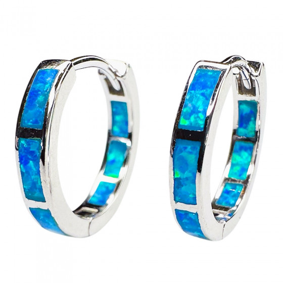 Hoop earrings Säteily in 925 silver decorated with blue opals - Catch Get It Lifestyle