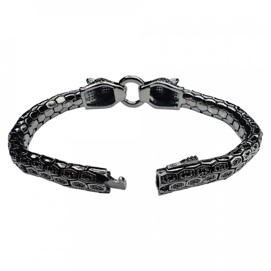 Bracelet Musta Metsästäjä Panther Heads 925 Sterling Silver with Zirconia - Catch Get It Lifestyle