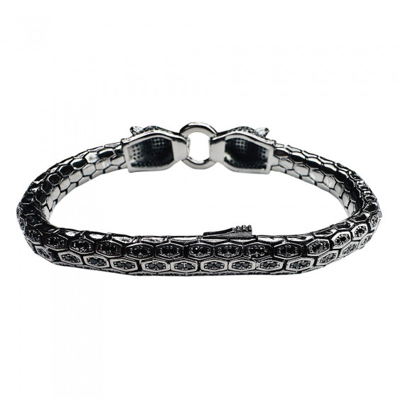 Armband Musta Metsästäjä Panther Köpfe 925 Sterling Silber mit Zirkonia - Catch Get It Lifestyle