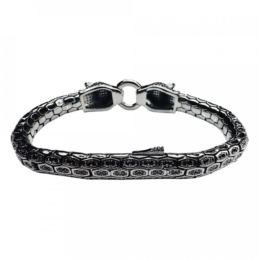 Bracelet Musta Metsästäjä Panther Heads 925 Sterling Silver with Zirconia - Catch Get It Lifestyle