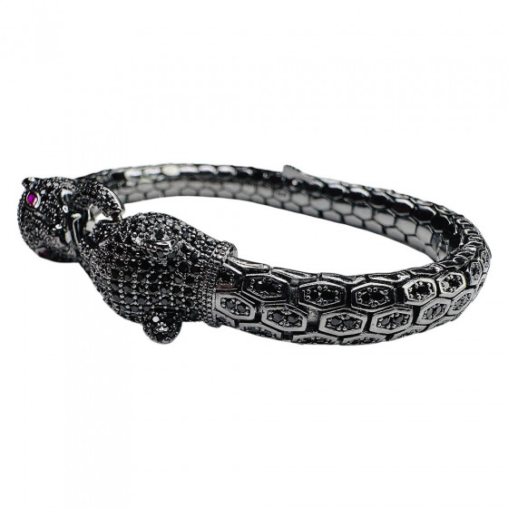 Armband Musta Metsästäjä Panther Köpfe 925 Sterling Silber mit Zirkonia - Catch Get It Lifestyle