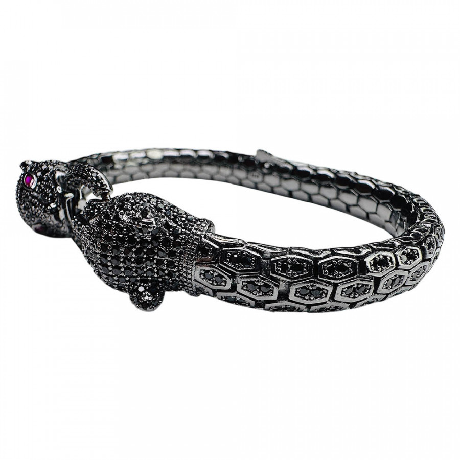Bracelet Musta Metsästäjä Panther Heads 925 Sterling Silver with Zirconia - Catch Get It Lifestyle