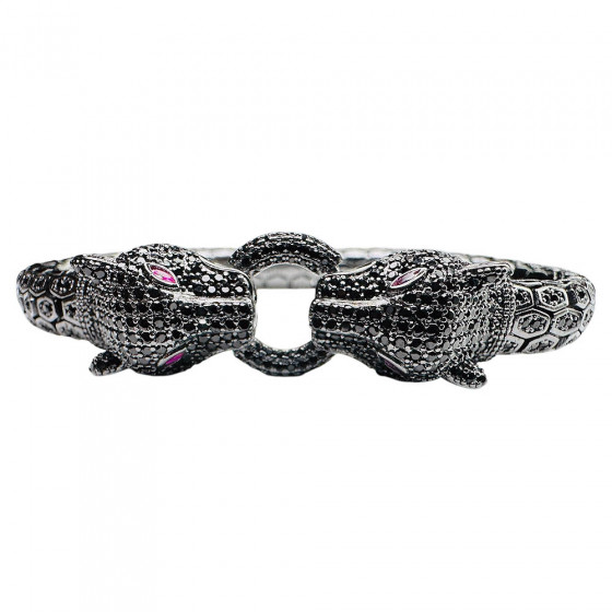 Armband Musta Metsästäjä Panther Köpfe 925 Sterling Silber mit Zirkonia - Catch Get It Lifestyle