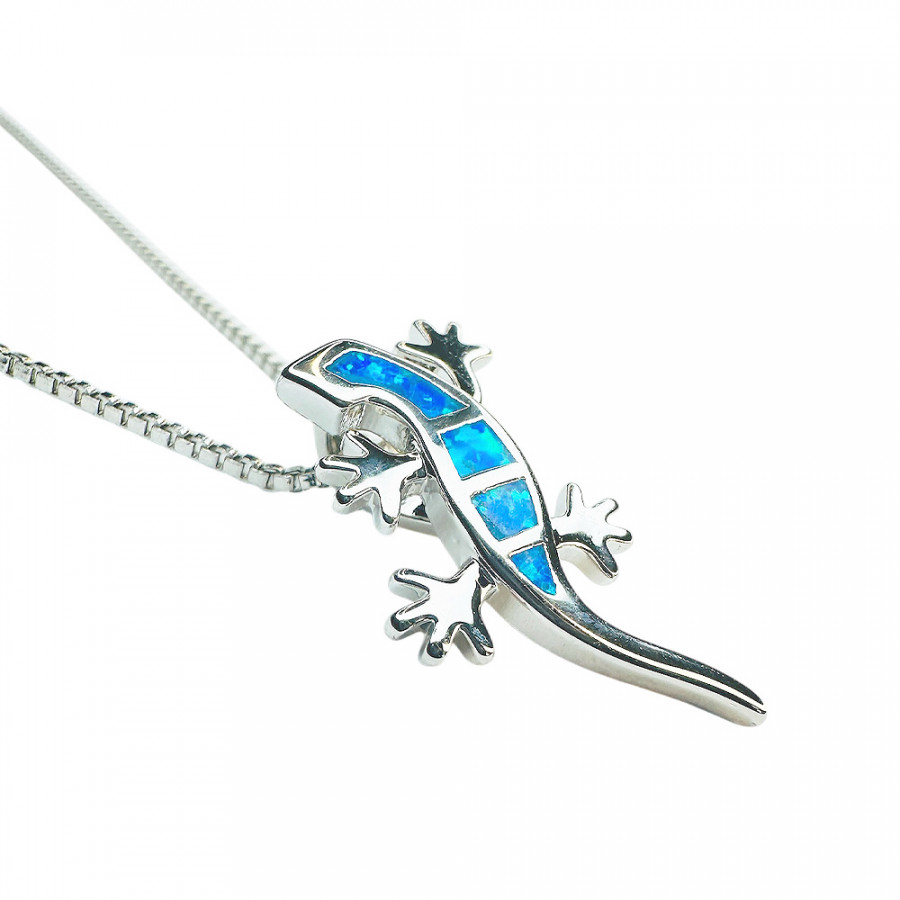 Necklace Ketterä Lizard with blue opals in 925 silver - Catch Get It Lifestyle