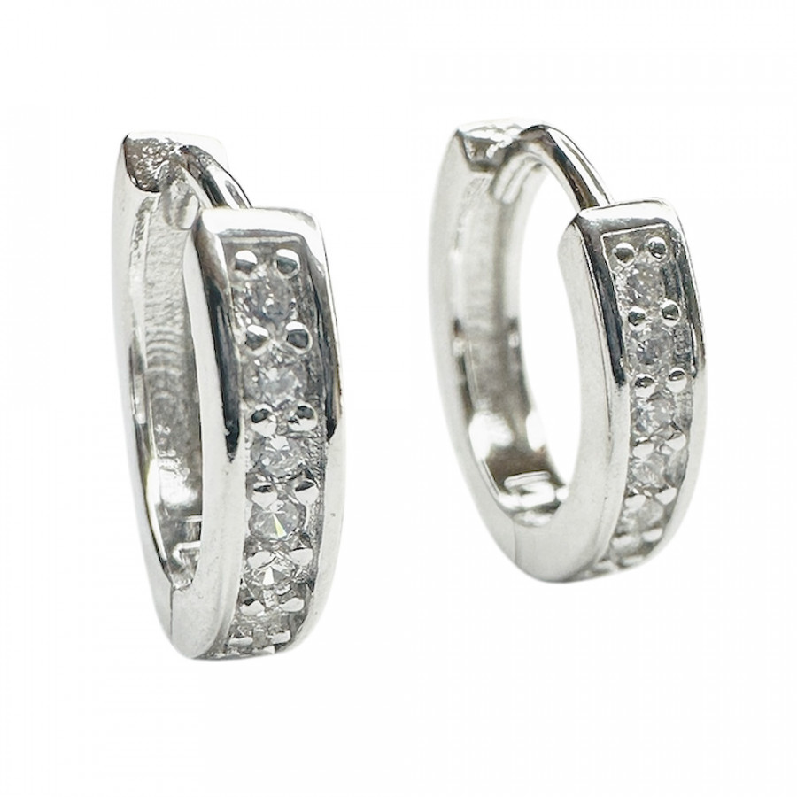 Creole geschlossen Säteilevä Ohrringe in 925 Silber mit weiße Zirkonia verziert - Catch Get It Lifestyle