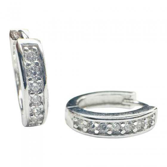 Creole geschlossen Säteilevä Ohrringe in 925 Silber mit weiße Zirkonia verziert - Catch Get It Lifestyle