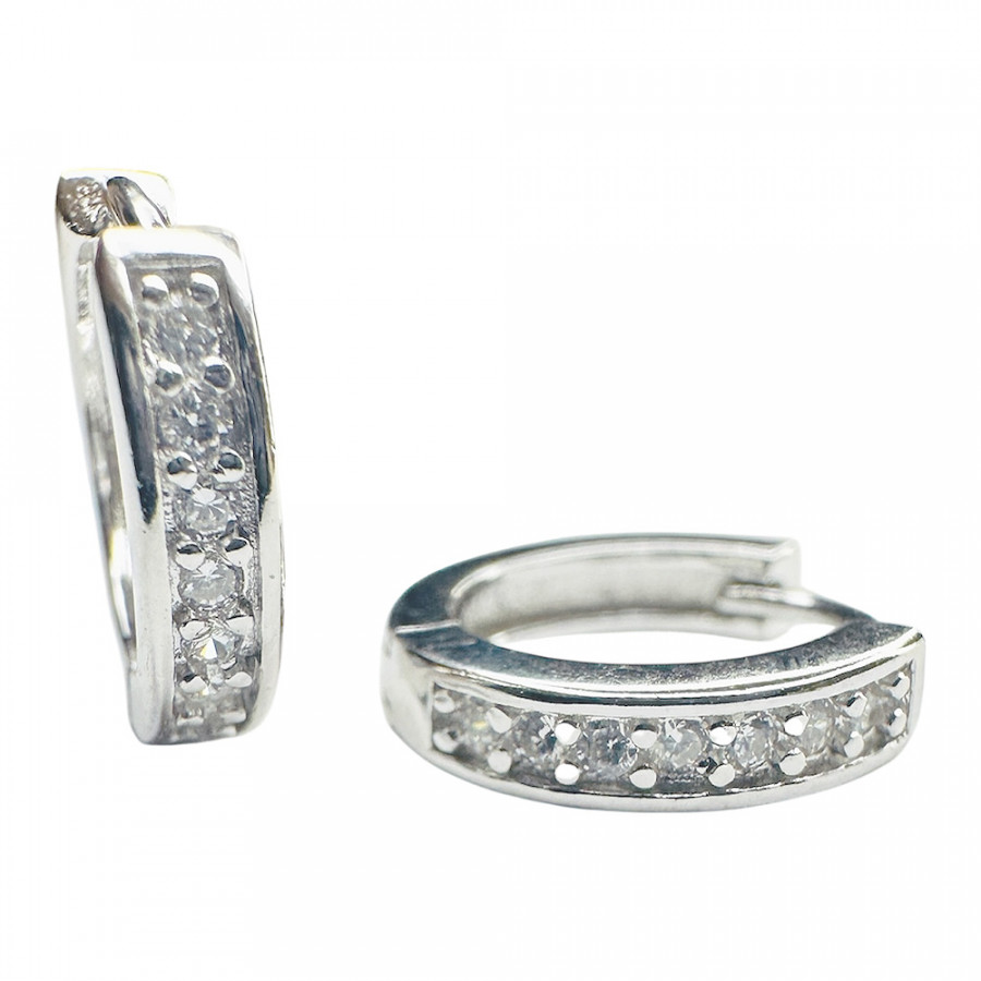 Creole geschlossen Säteilevä Ohrringe in 925 Silber mit weiße Zirkonia verziert - Catch Get It Lifestyle