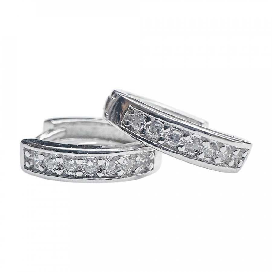 Creole geschlossen Säteilevä Ohrringe in 925 Silber mit weiße Zirkonia verziert - Catch Get It Lifestyle