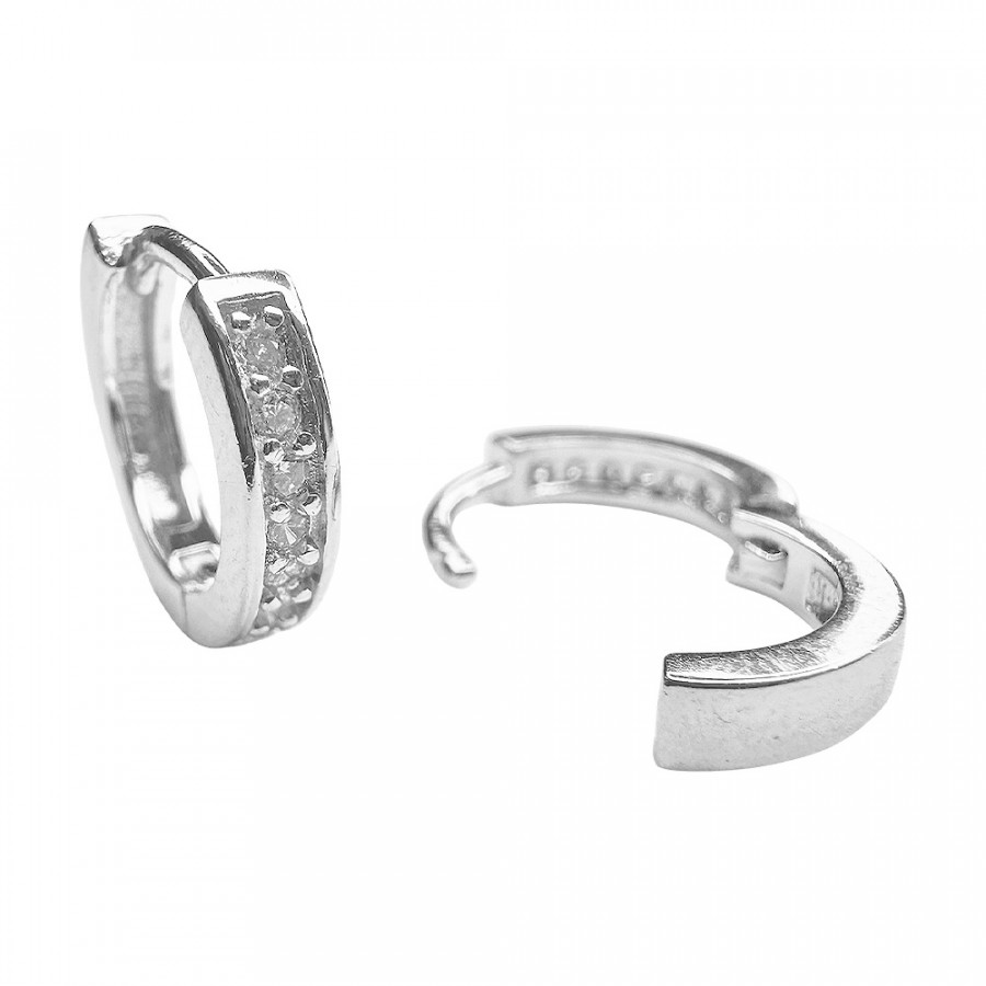 Creole geschlossen Säteilevä Ohrringe in 925 Silber mit weiße Zirkonia verziert - Catch Get It Lifestyle