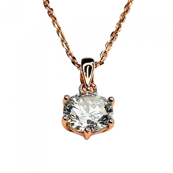 Necklace Hehku 1 ct zirconia solitaire 925 silver rose gold plated - Catch Get It Lifestyle
