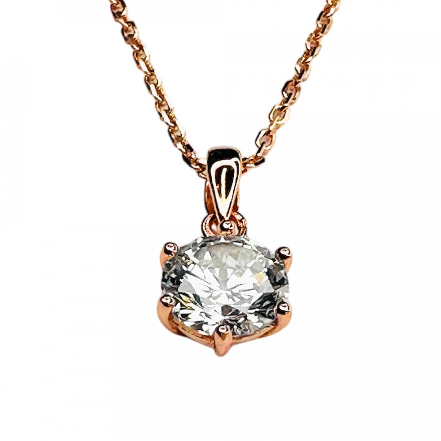 Necklace Hehku 1 ct zirconia solitaire 925 silver rose gold plated - Catch Get It Lifestyle