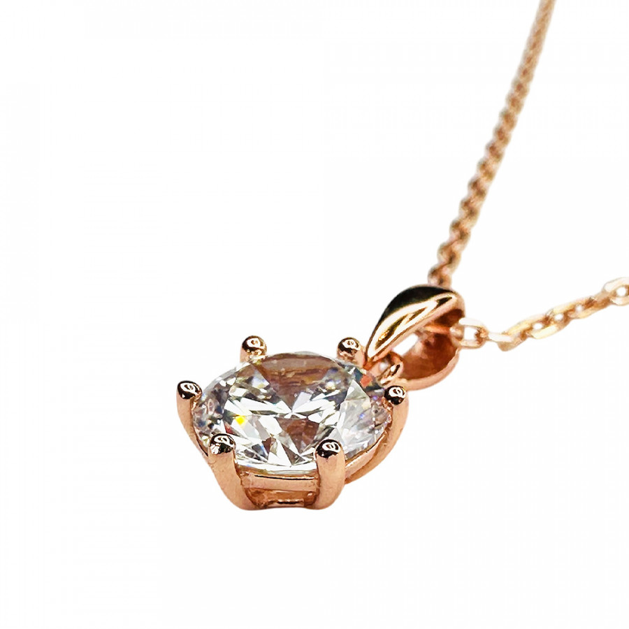 Necklace Hehku 1 ct zirconia solitaire 925 silver rose gold plated - Catch Get It Lifestyle