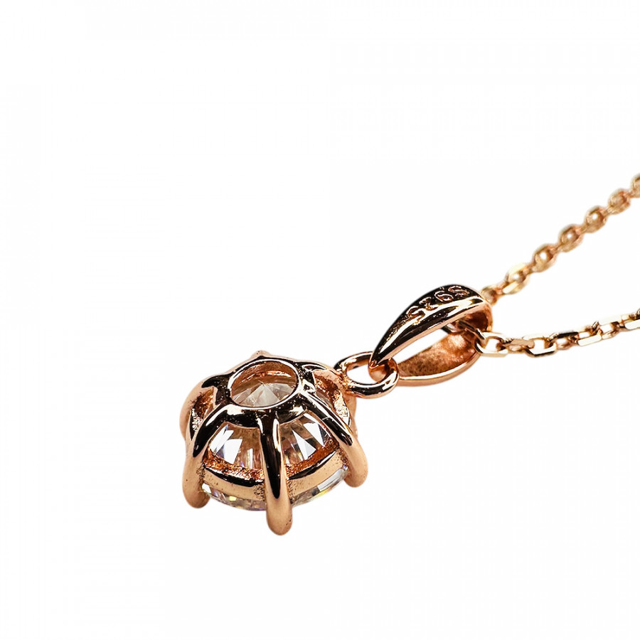 Necklace Hehku 1 ct zirconia solitaire 925 silver rose gold plated - Catch Get It Lifestyle