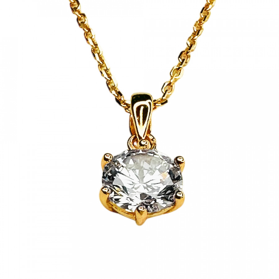 Necklace Hehku 1 ct zirconia solitaire 925 silver gold plated - Catch Get It Lifestyle