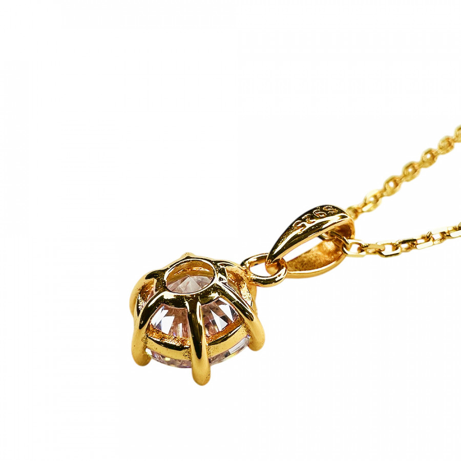 Necklace Hehku 1 ct zirconia solitaire 925 silver gold plated - Catch Get It Lifestyle