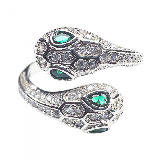 Nahesa Olinolino Schlangenring 925 Sterling Silber verstellbar Zirkonia grün inspired by Bianca Tink - Catch Get It Lifestyle