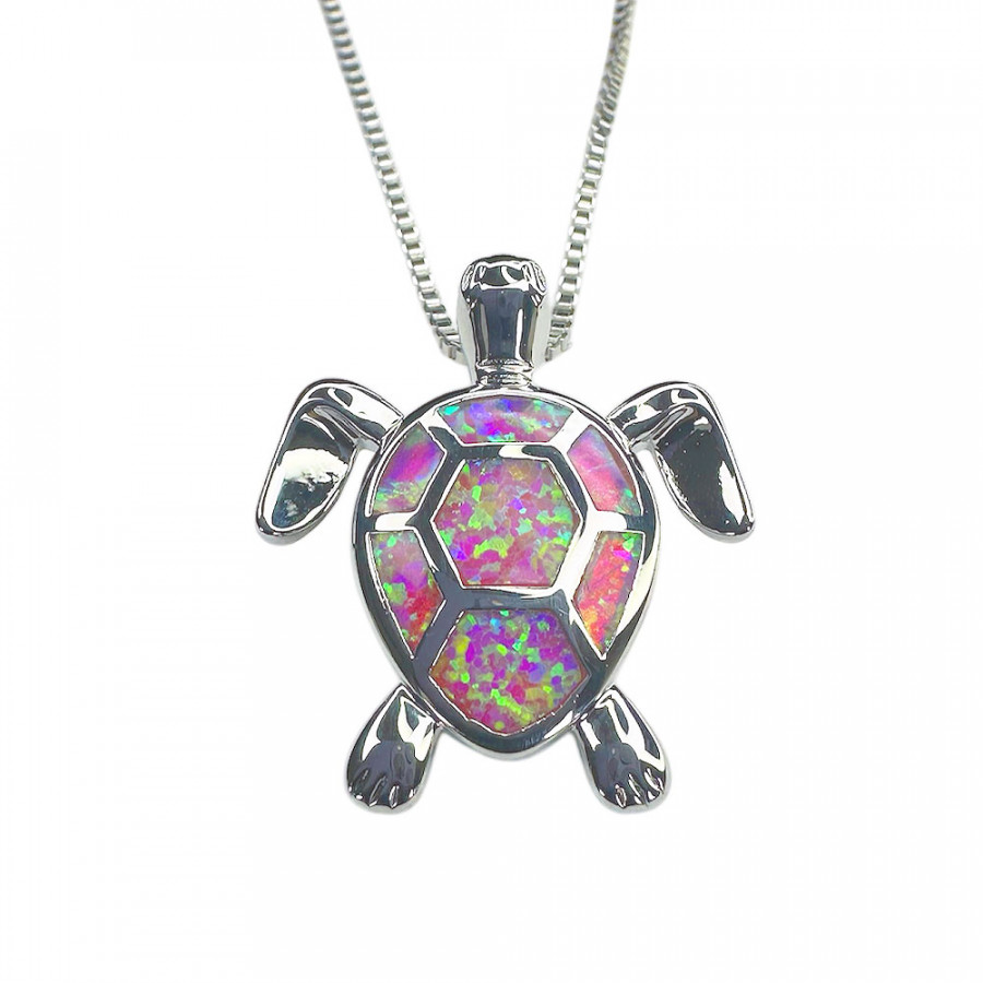 Halskette Kilpikonna Schildkröte 925 Silber mit lila Opale - Catch Get It Lifestyle