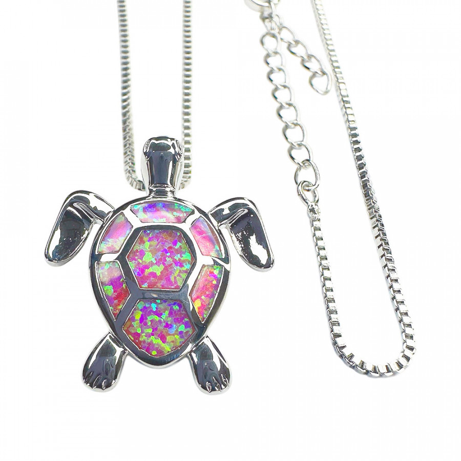 Halskette Kilpikonna Schildkröte 925 Silber mit lila Opale - Catch Get It Lifestyle