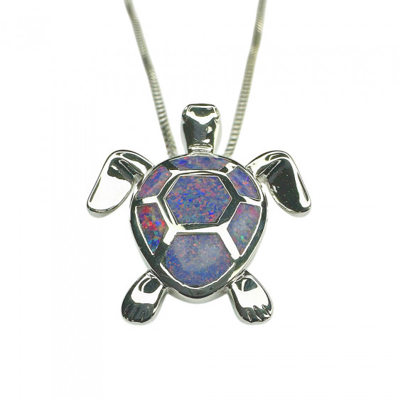 Halskette Kilpikonna Schildkröte 925 Silber mit violett rote Opale verziert - Catch Get It Lifestyle