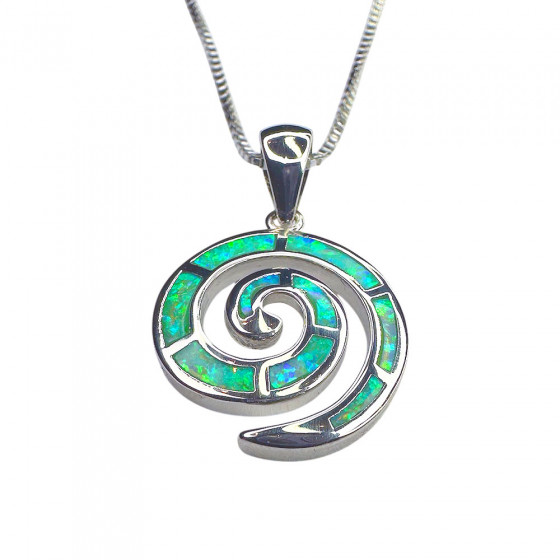 Halskette Itsepintainen 925 Silber Welle Spirale verziert mit grüne Opale - Catch Get It Lifestyle