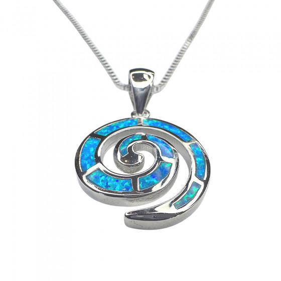 Halskette Itsepintainen 925 Silber Welle Spirale verziert mit blaue Opale - Catch Get It Lifestyle