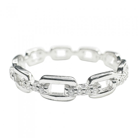 Ring Ikuisesti Sidottu Kettenglieder 925 Sterling Silber mit Zirkonia in Weiß - Catch Get It Lifestyle