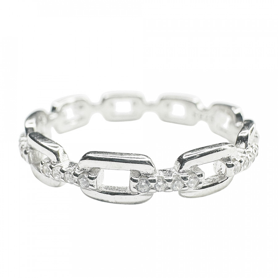 Ring Ikuisesti Sidottu Kettenglieder 925 Sterling Silber mit Zirkonia in Weiß - Catch Get It Lifestyle