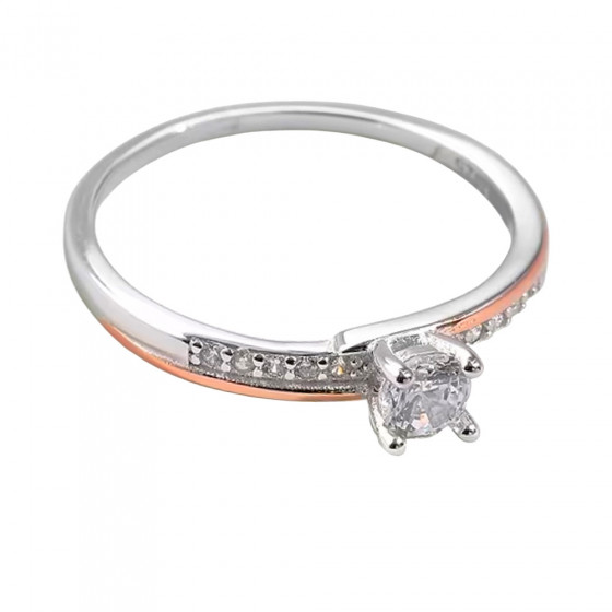Ring Ikuinen Loiste classic design 925 sterling silver zirconia partially rose gold plated - Catch Get It Lifestyle